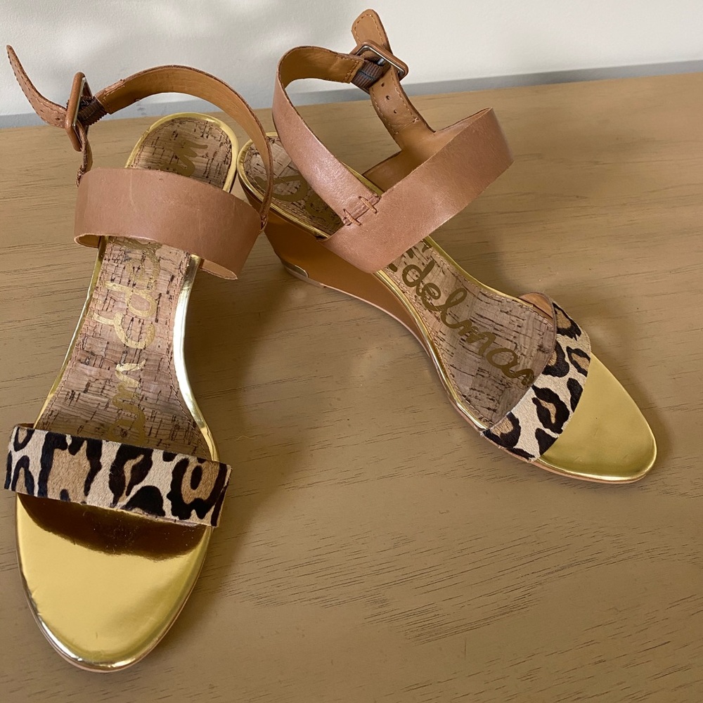Sam Edelman size 9 Calf Hair Leopard Wedges